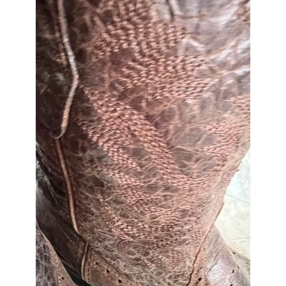Los Altos Boots Genuine Python Brown Square Toe Size 9 EE 6682 Cowboy Western
